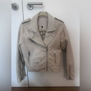 Blank NYC Tan Faux Leather Biker Jacket, Size S